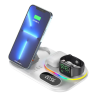 New design 4 in 1 RGB lighting wireless magnetic charging station for phone smartwatch earphone