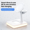 New design 3 in 1 magnetic charger for iPhone for airpods wireless charger with night LED lighting