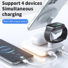 New design 3 in 1 magnetic charger for iPhone for airpods wireless charger with night LED lighting